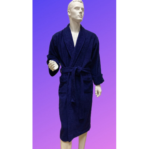 Мужской халат из махровой ткани, цвет тёмно - синий